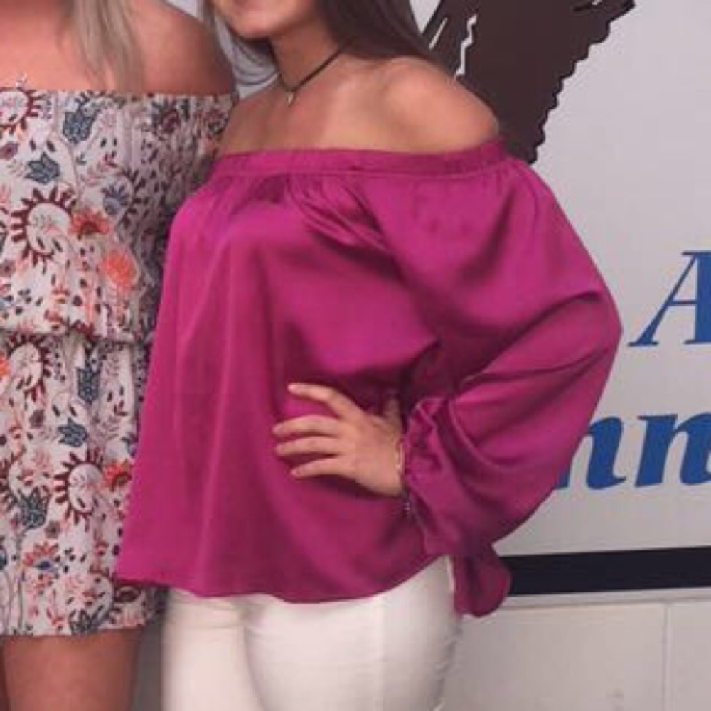 Fuchsia Strapless Silk Top